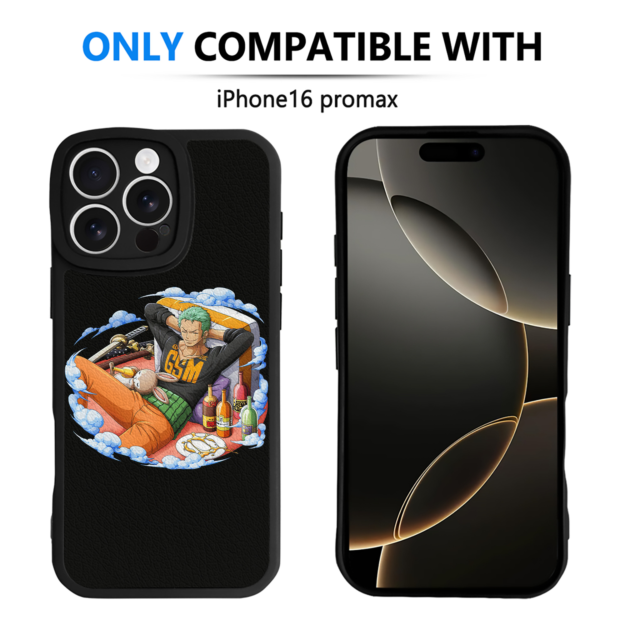 （画像用） ワンピース ロロノア・ゾロ ONE PIECE Roronoa Zoro 【iPhone 16シリーズ対応】シリコンスマホケース（レザー調） 材質：シリコン